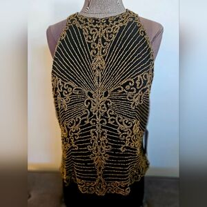 Beautiful black with gold beading dressy top
